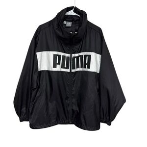 Puma Black and White Full Zip Lightweight Windbreaker, XL